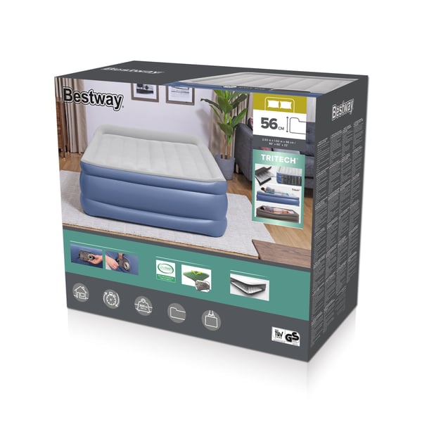 Bestway 67614 / 23 luftmadras Dobbelt madras Blå, Hvid Unisex