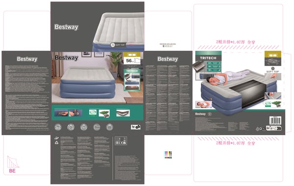 Bestway 67614 / 23 luftmadrass Dubbelmadrass Blå, Vit Unisex
