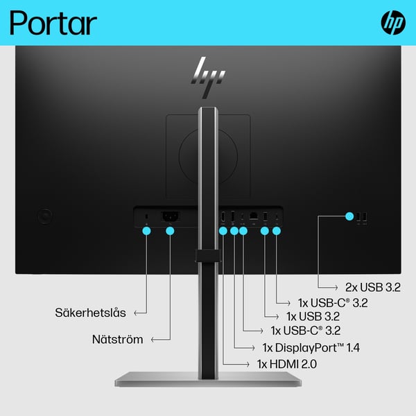 HP E-Series E27k G5 4K USB-C skärm