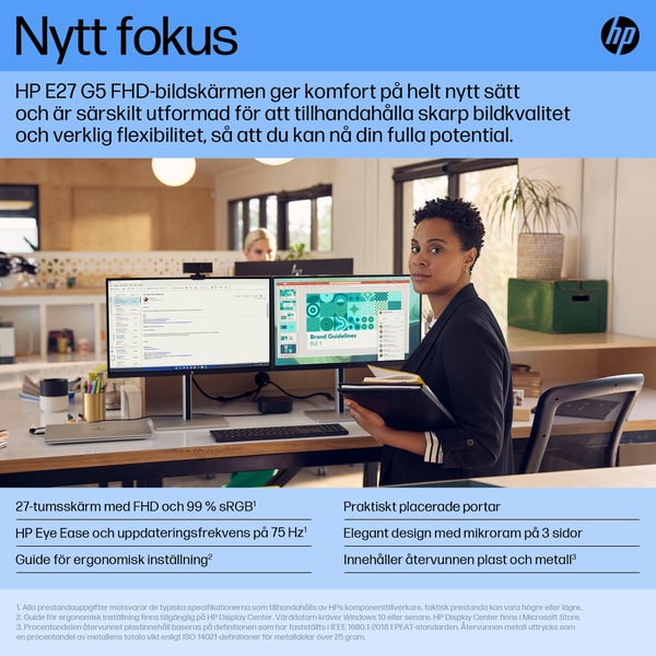 HP E27 G5 68,60 cm (27\") FHD-skärm 1920x1080 16:9 HDMI DP [Energiklass D] (6N4E2AA#ABB)