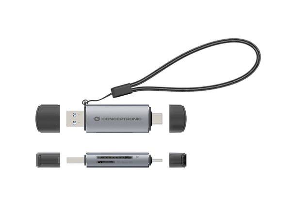 Conceptronic BIAN05G kortinlukija USB 3.2 Gen 1 (3.1 Gen 1) Type-A/Type-C Harmaa