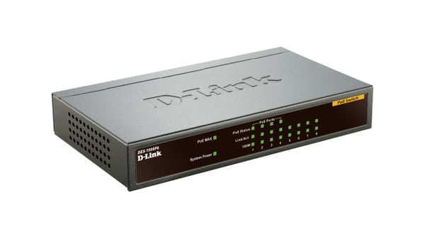 D-Link DES-1008PA nätverksswitchar Ohanterad Fast Ethernet (10/100) Strömförsörjning via Ethernet (PoE) stöd Svart