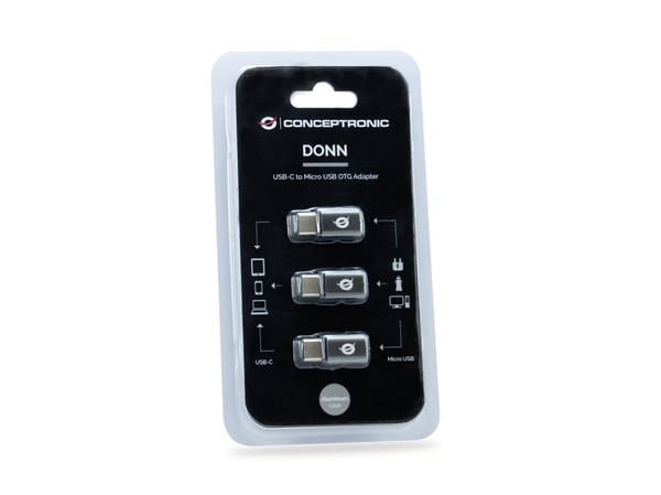 Conceptronic DONN05G kabelomvandlare (hane/hona) USB 2.0 Type-C USB 2.0 Micro Svart