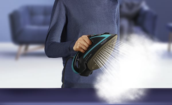 Tefal Puregliss FV8066 Tør & dampstrygejern Durilium AirGlide Autoclean soleplate 3000 W Sort, Blå