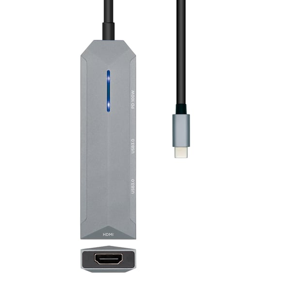 AISENS ASUC-4P002-GR kannettavien tietokoneiden telakka ja porttitoistin Langallinen USB 3.2 Gen 1 (3.1 Gen 1) Type-C Harmaa