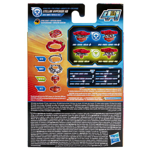 Beyblade Burst QuadStrike Stellar Hyperion H8 Kæmpende spinnende top