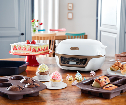 Tefal Cake Factory + Cupcake-maskin 1100 W Guld, Vit