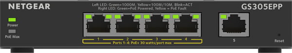 NETGEAR GS305EPP hanterad L2/L3 Gigabit Ethernet (10/100/1000) Strömförsörjning via Ethernet (PoE) stöd Svart