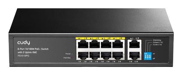 Cudy FS1010PG nätverksswitchar Ohanterad Fast Ethernet (10/100) Strömförsörjning via Ethernet (PoE) stöd Svart