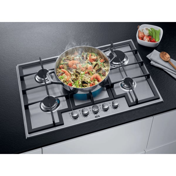 AEG HGB75520SM Rustfrit stål Indbygget 75 cm Gaskomfur 5 zone(s)