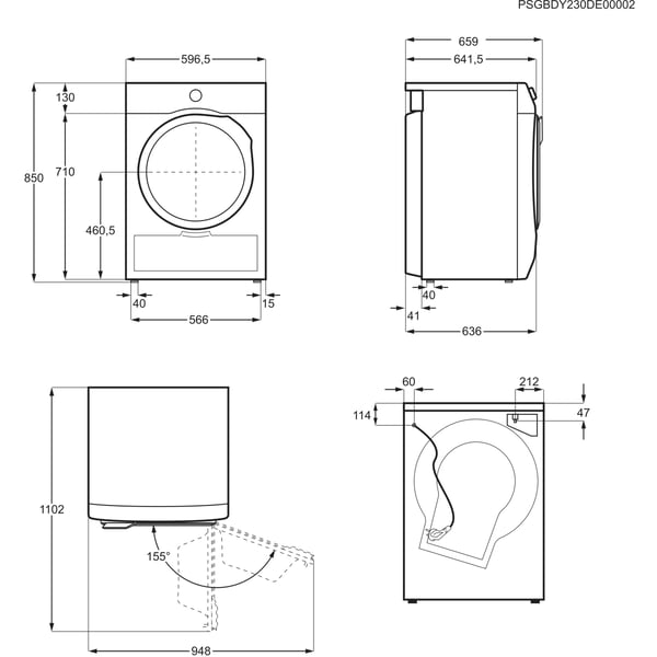 Electrolux EW6HBG19G tørretumbler Fritstående Front-læsning 9 kg Hvid