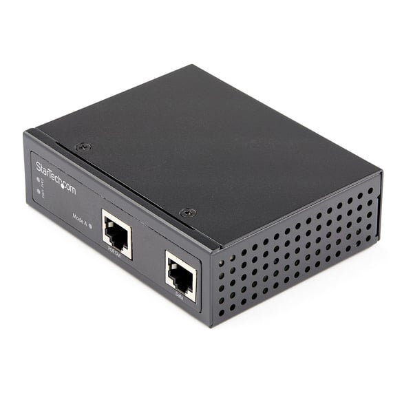 StarTech.com Industriell Gigabit Ethernet PoE-injektor - 30 W 802.3at PoE + Midspan 48 V-56 VDC DIN-skena
