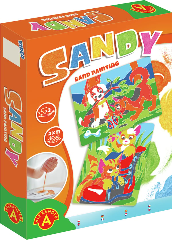 Alexander Toys Sandy Sand Painting Dog + Cat Farvelægning billedsæt