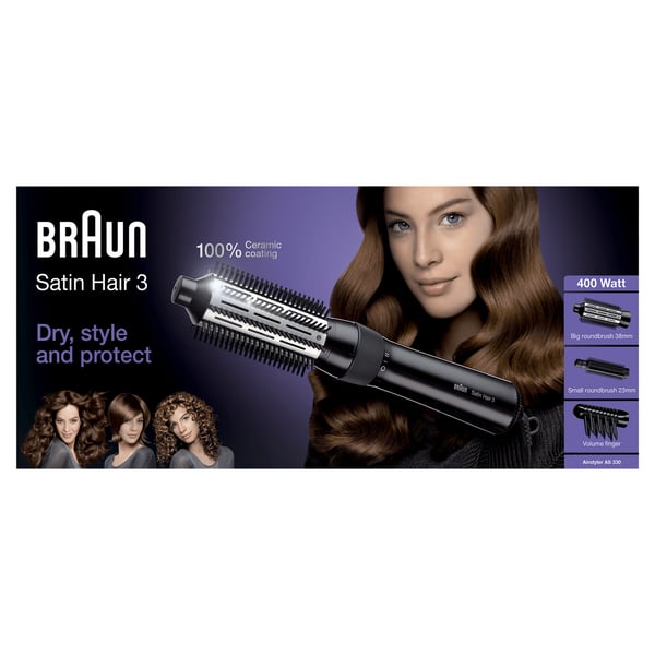 Braun Satin Hair 3 AS 330 Varmluftsborste Svart, Blå, lila 400 W 2 m