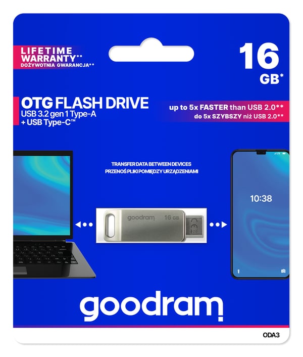 Goodram ODA3 USB-sticka 16 GB USB Type-A / USB Type-C 3.2 Gen 1 (3.1 Gen 1) Silver