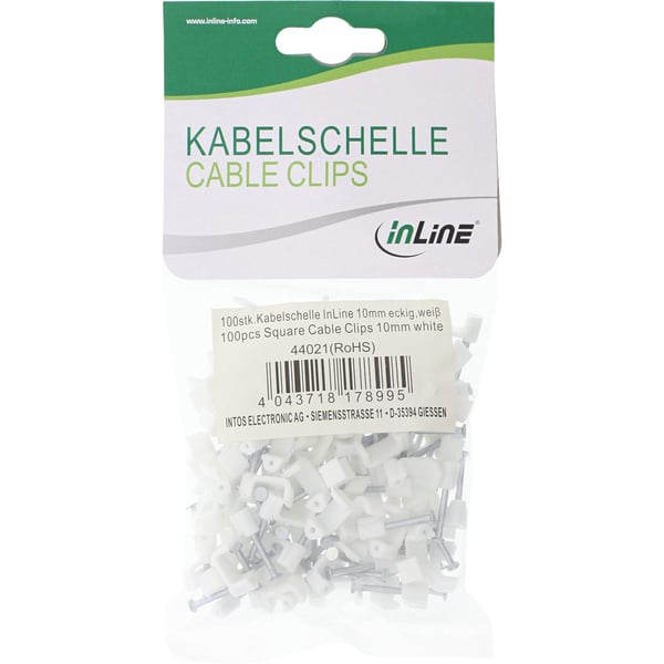 InLine 44020 kabelsamler Plast, Stål Hvid 100 stk