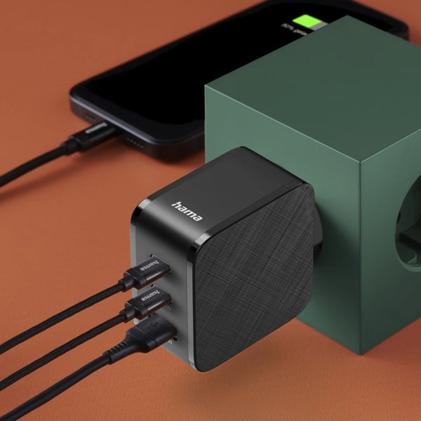 Hama 00201961 oplader til mobil enhed Headset, Laptop, Strømbank, Smartphone, Tablet Sort Vekselstrøm Hurtig opladning Indendørs