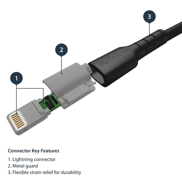 StarTech.com 2 m USB-A til Lightning-kabel - Kraftig, robust aramidfiber - USB Type-A til Ligh