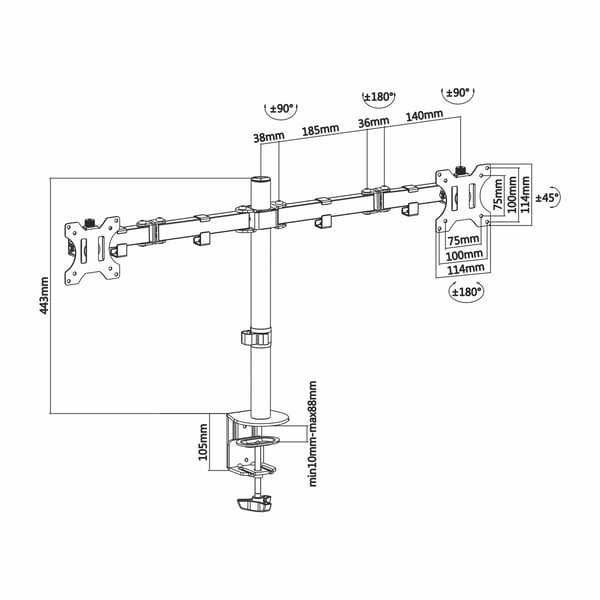 AISENS DT32TSR-041 monitorin kiinnike ja jalusta 81,3 cm (32") Vastaanotto Musta