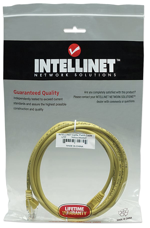 Intellinet RJ-45, M/M, 5m netværkskabel Gul Cat5e U/UTP (UTP)