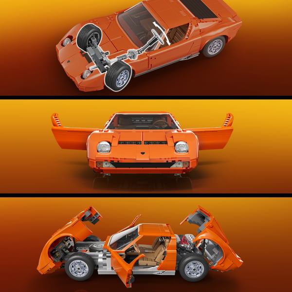 Mattel Brick Shop Hot Wheels ’71 Lamborghini Miura P400 SV-byggset (1 523 delar) för samlare