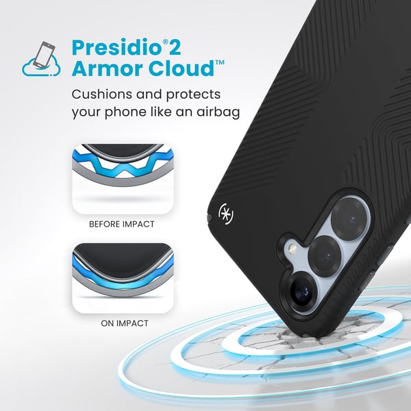 Speck Presidio2 Grip Magnet - Etui til Samsung Galaxy S25+ / 24+ MagSafe (Sort/Skifergrå/Hvid)