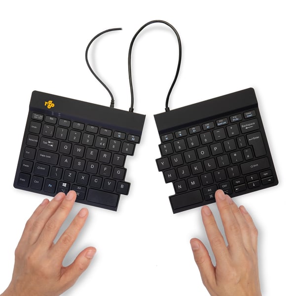 R-Go Tools delat tangentbord, (Storbritannien), svart QWERTY, trådbundet. Windows, Linux Integrerat numeriskt tangentbord