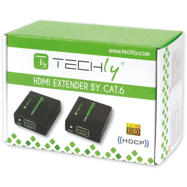 Techly IDATA EXT-E70 AV-signaalin jatkaja AV-lähetin ja -vastaanotin Musta