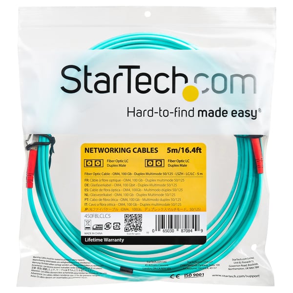 StarTech.com Aqua OM4 Duplex fiberoptisk kabel i multiläge - 100 Gb - 50/125 - LSZH - LC/LC - 5 m