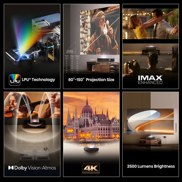 Hisense PT1 Ultrakort projektor med kort projiceringsafstand UHD 4K (3840x2160) 3D Sort