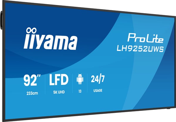 iiyama LH9252UWS-B1AG skyltställ Kioskdesign 2,34 m (92") LCD Wi-Fi 500 cd/m² UltraWide 5K HD Svart Inbyggd processor Android 24/7