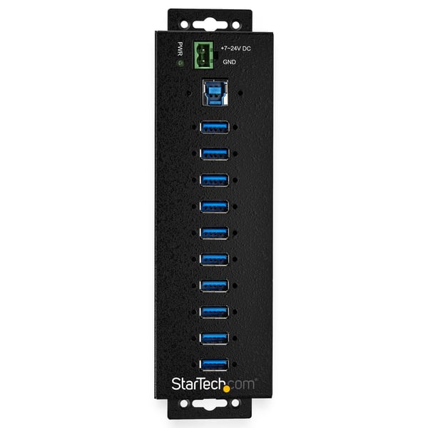 StarTech.com HB30A10AME USB 3.0 Hubb (10-Port, DIN-skena, Industriell användning, extern strömförsörjning, U