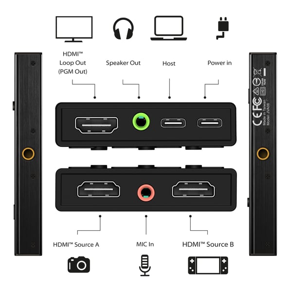 j5create JVA06-N Dubbelt HDMI™-videoinspelningskort