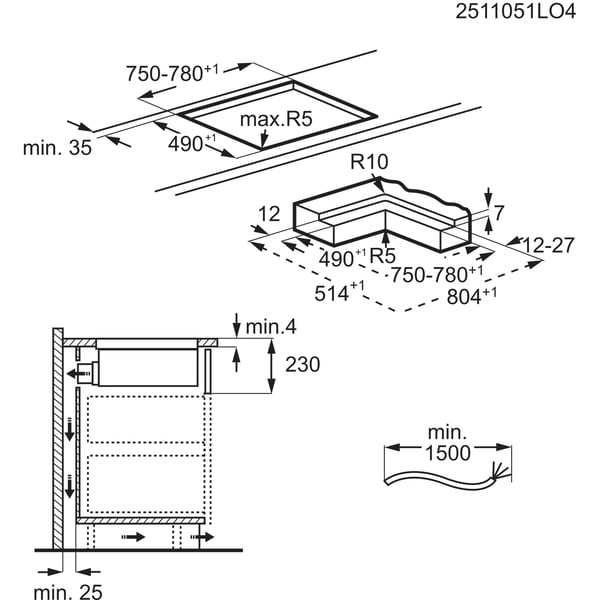 AEG TT84CB00CB Sort Indbygget 80 cm Zone induktionskogeplade 4 zone(s) Indbygget hætte