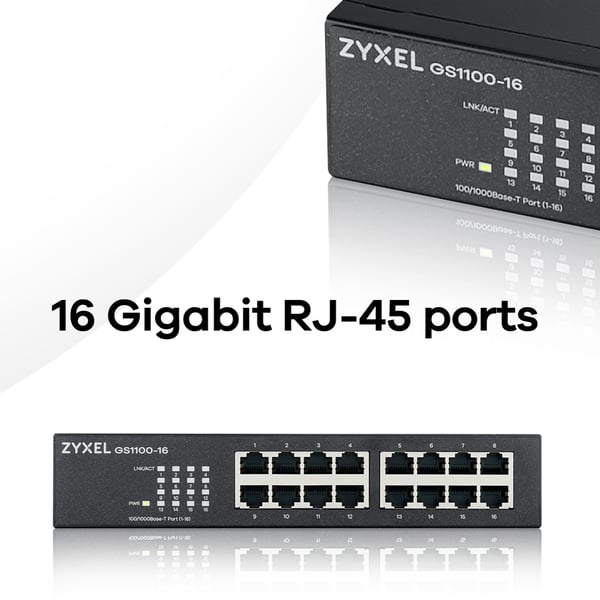 Zyxel GS1100-16 Hallitsematon Gigabit Ethernet (10/100/1000) Musta
