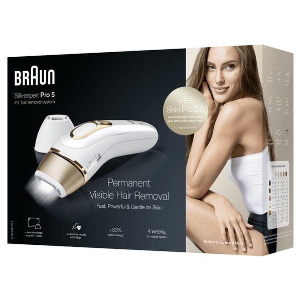 Braun Silk-expert Pro Silk expert Pro 5 PL5154 Intenst pulserende lys (IPL) Guld, Hvid