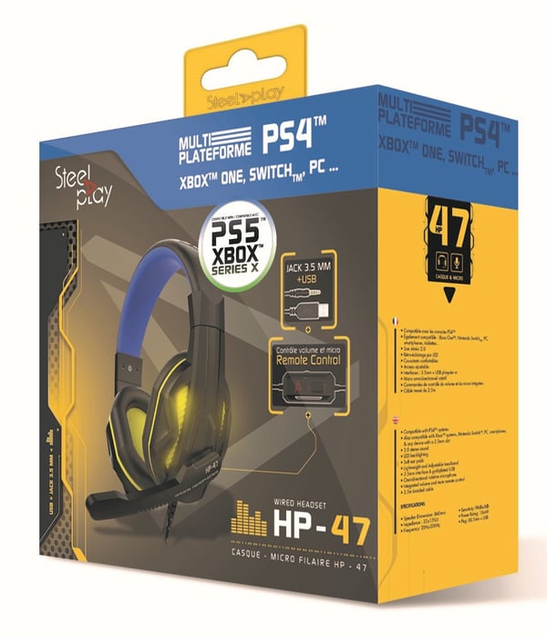 Steelplay HP47 Headset Ledningsført Spil Sort, Gul