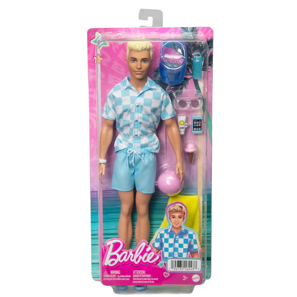 Barbie Blond Ken-docka med badbyxor och tillbehör med strandtema