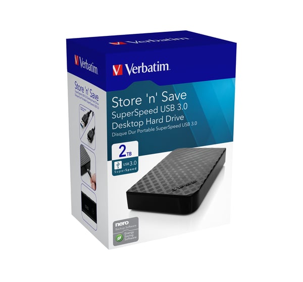 Verbatim Store 'n' Save externa hårddiskar 2 TB USB 3.2 Gen 1 (3.1 Gen 1) Svart
