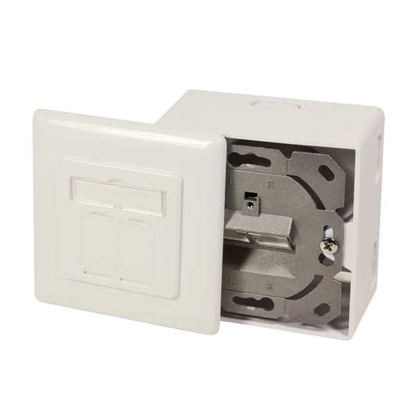 LogiLink NP0124 eluttag 2 x RJ-45 Metallisk, Vit