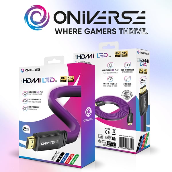 Oniverse ONICAB2-HDMILED-PRPL HDMI-kabel 2 m HDMI Type A (Standard) Lilla