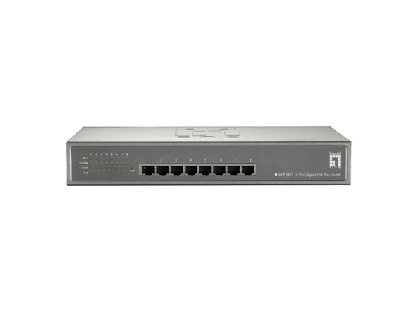 LevelOne GEP-0821 nätverksswitchar Gigabit Ethernet (10/100/1000) Strömförsörjning via Ethernet (PoE) stöd Grå