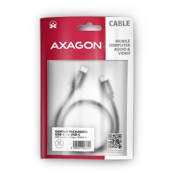 Axagon BUCM3-CM30AB USB-kablar USB 3.2 Gen 1 (3.1 Gen 1) 3 m USB C 5 Gbit/s 60 W Svart
