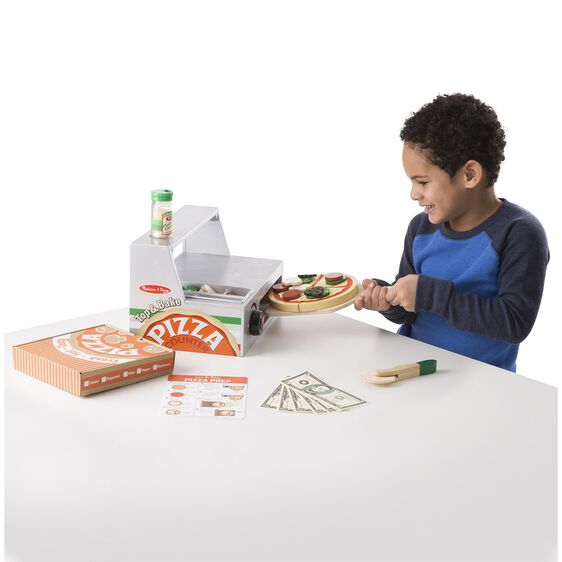 Melissa & Doug Top & Bake Pizza Counter - Wooden Play Food