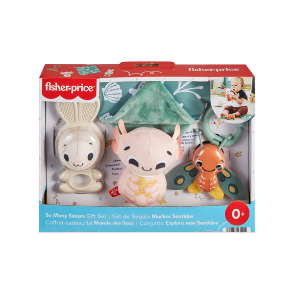Fisher-Price Sensimals Fisher Price Så många sinnen-presentset, 4 sinnesstimulerande leksaker för baby med finmotoriska aktiviteter