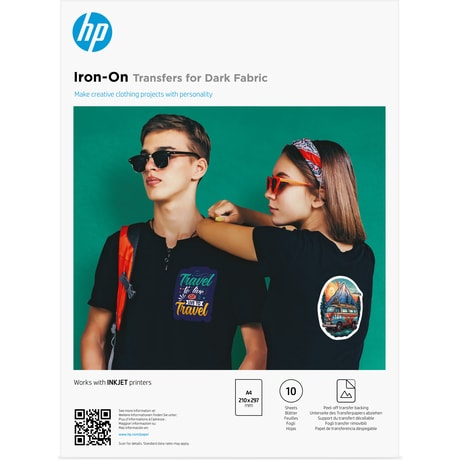 HP Iron-On transfertryck för mörka textilier A4 (210 x 297 mm) 10 ark HP Iron-On transfertryck för mörka textilier A4 (210 x 297 mm) 10 ark