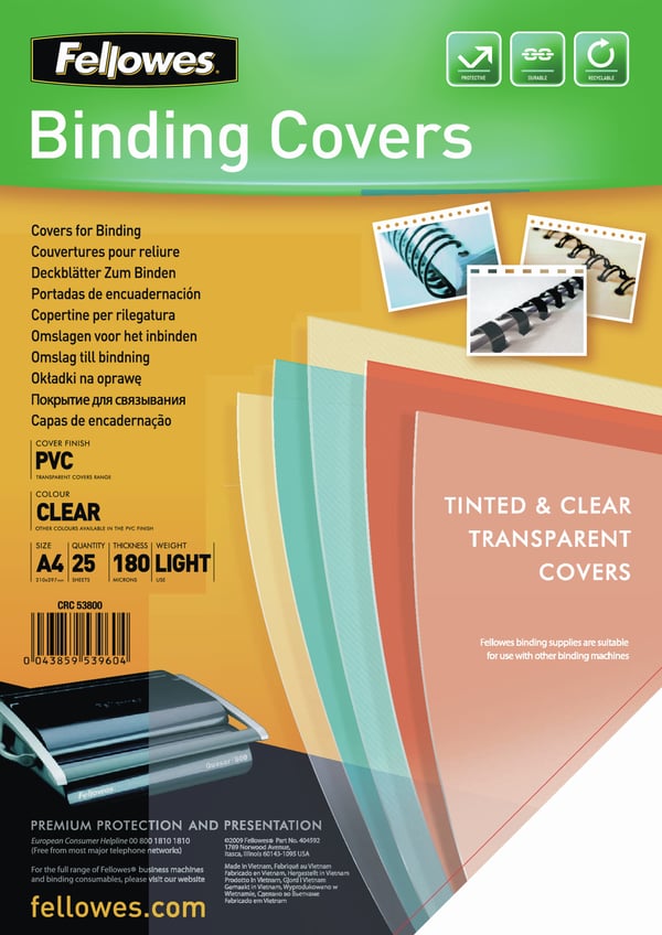 Fellowes 5380001 omslag til papirindbinding A4 PVC Transparent 25 stk
