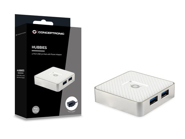Conceptronic HUBBIES03W gränssnittshubbar USB 3.2 Gen 1 (3.1 Gen 1) Micro-B 5000 Mbit/s Vit