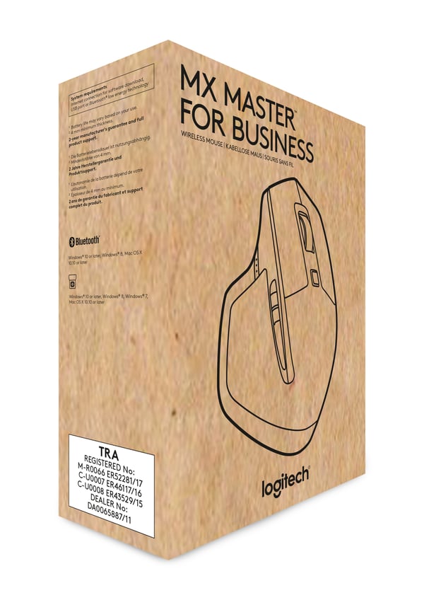 Logitech MX Master Wireless Mouse datormöss Kontor Högerhand Trådlös RF + Bluetooth laser 1000 DPI