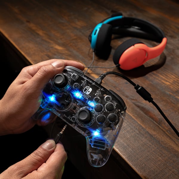 PDP Afterglow Deluxe+ Transparent USB Spelplatta Analog / Digital Nintendo Switch, Nintendo Switch OLED